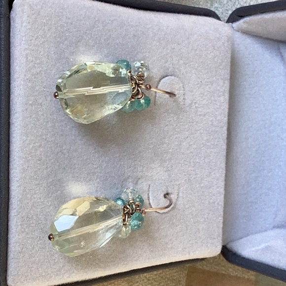 Jewelry - Vintage aquamarine blue topaz dangle drop earrings sterling silver